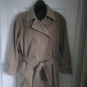 Bromley Collection Vinage Tan Jacket, Wool Blend, Lined Car Coat